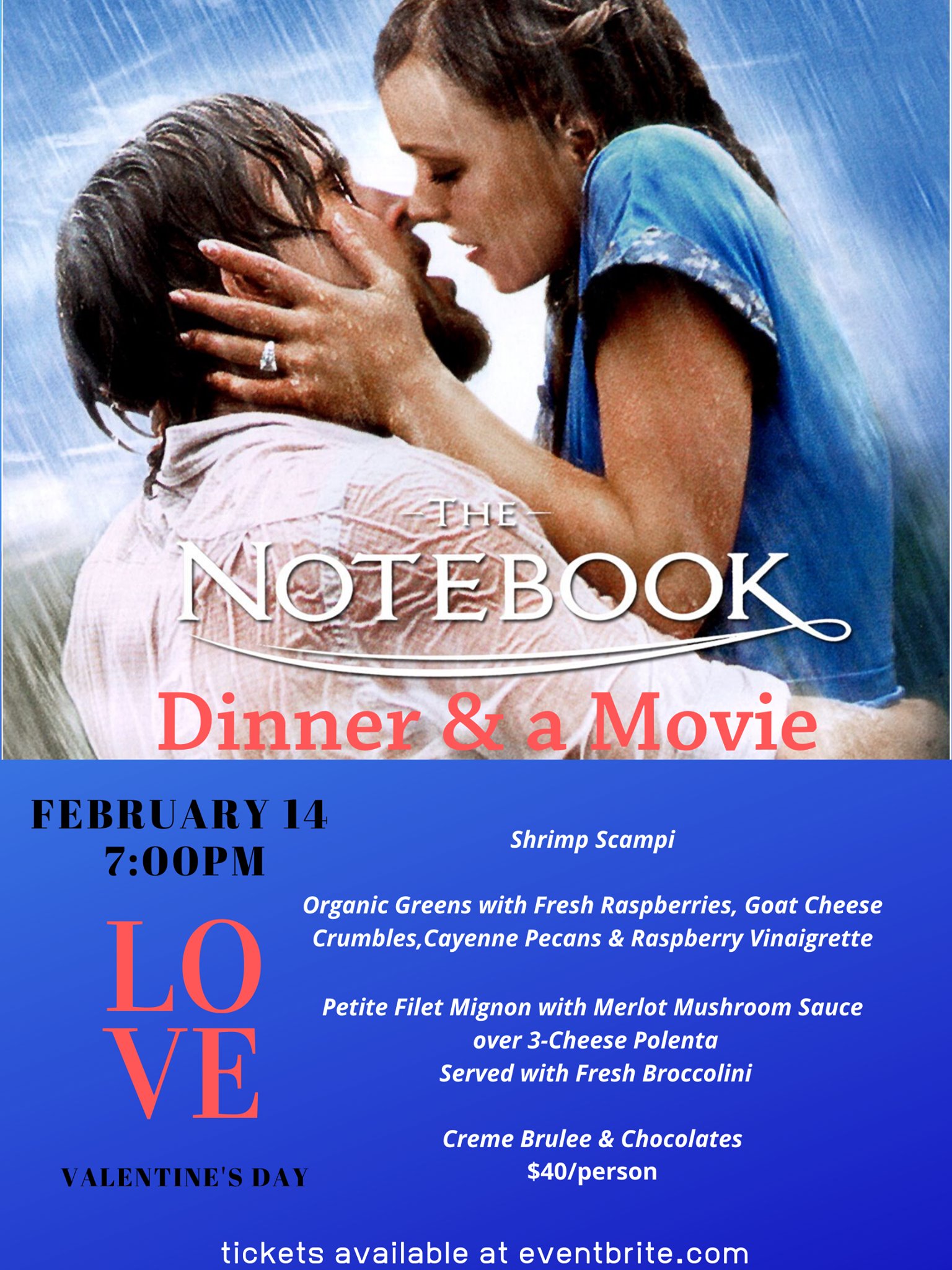 notebook dinner and a movie Cyn Shea's Cafe huntsville alabama