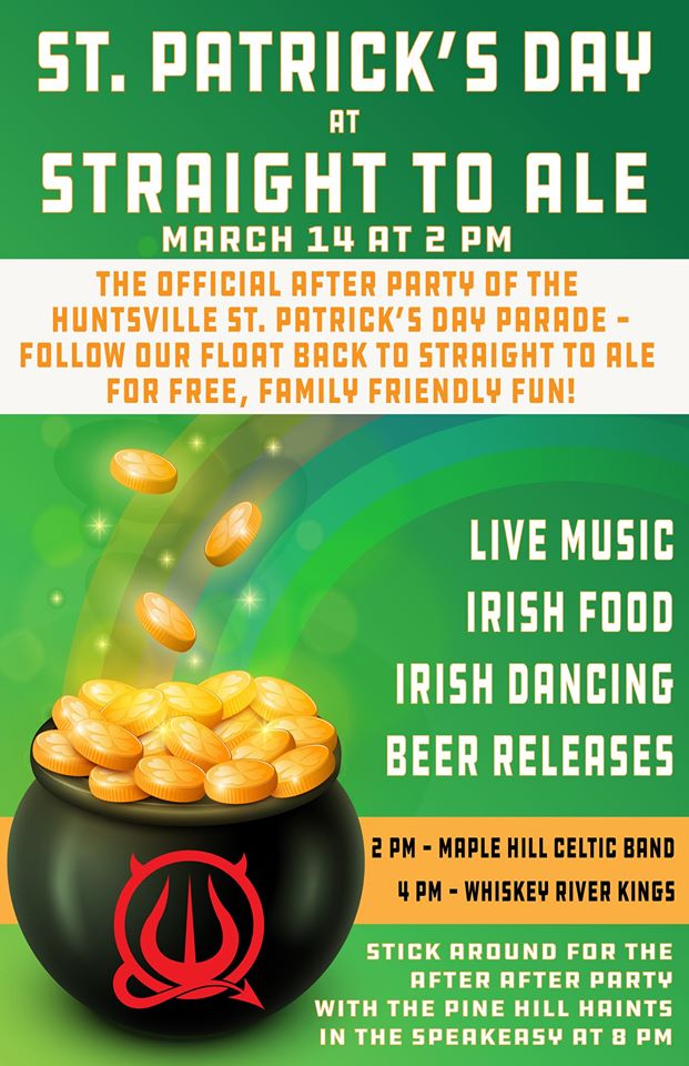 Straight to Ale Event for St. Patrick's Day 2020 in Huntsville Alabama 